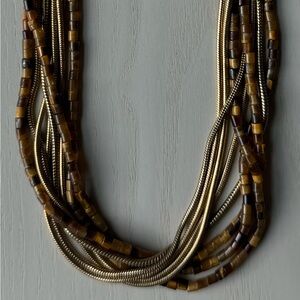 Michael Kors tiger eye stone multi-strand collar necklace